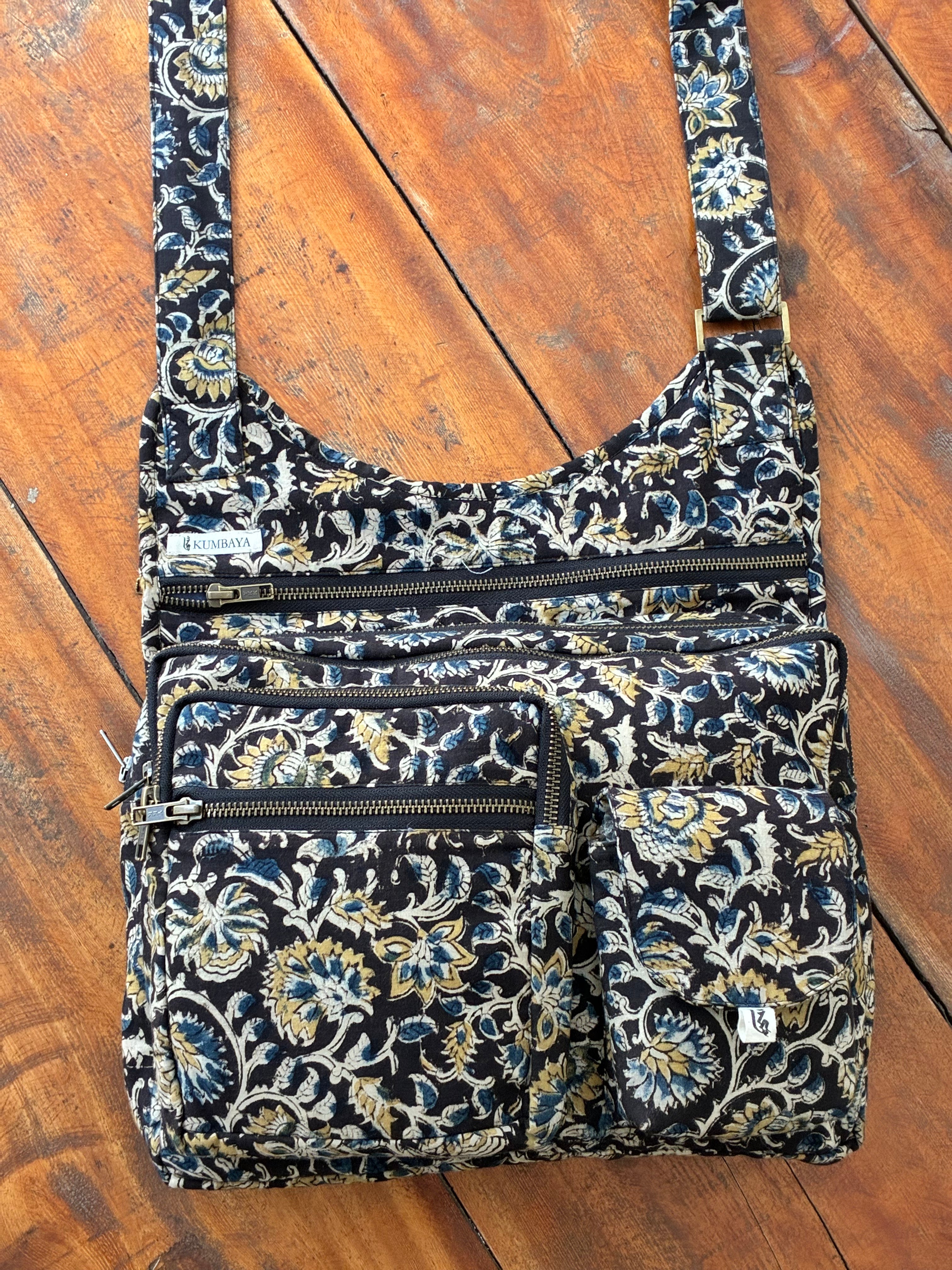 Multi Pocket Bag - Black Kalamkari