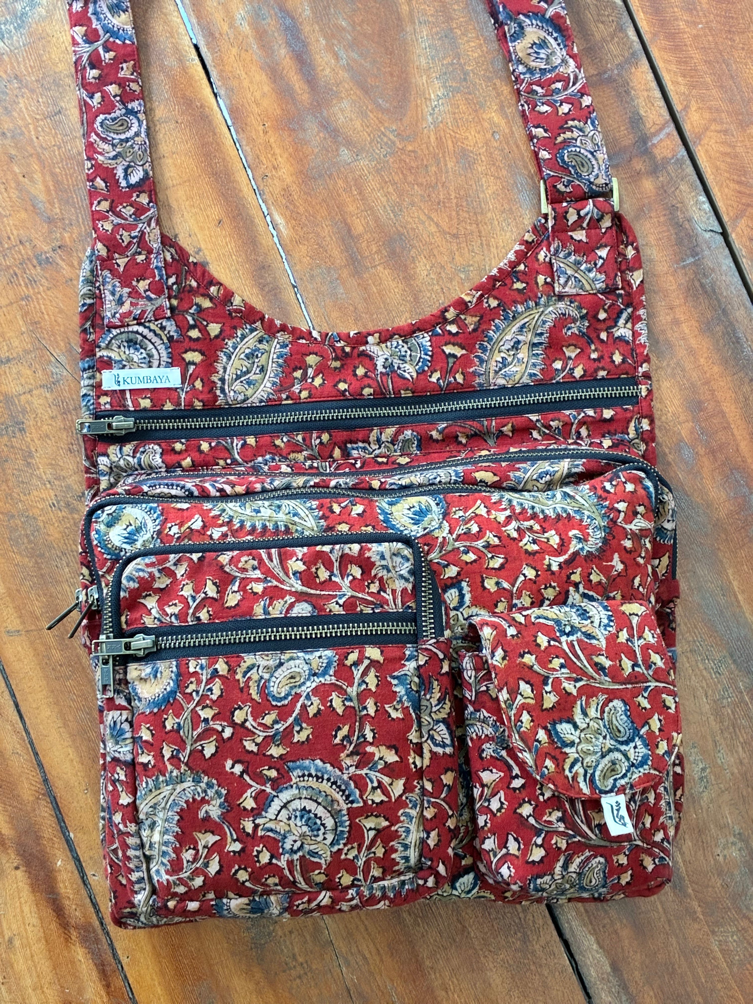 Multi Pocket Bag - Red Kalamkari