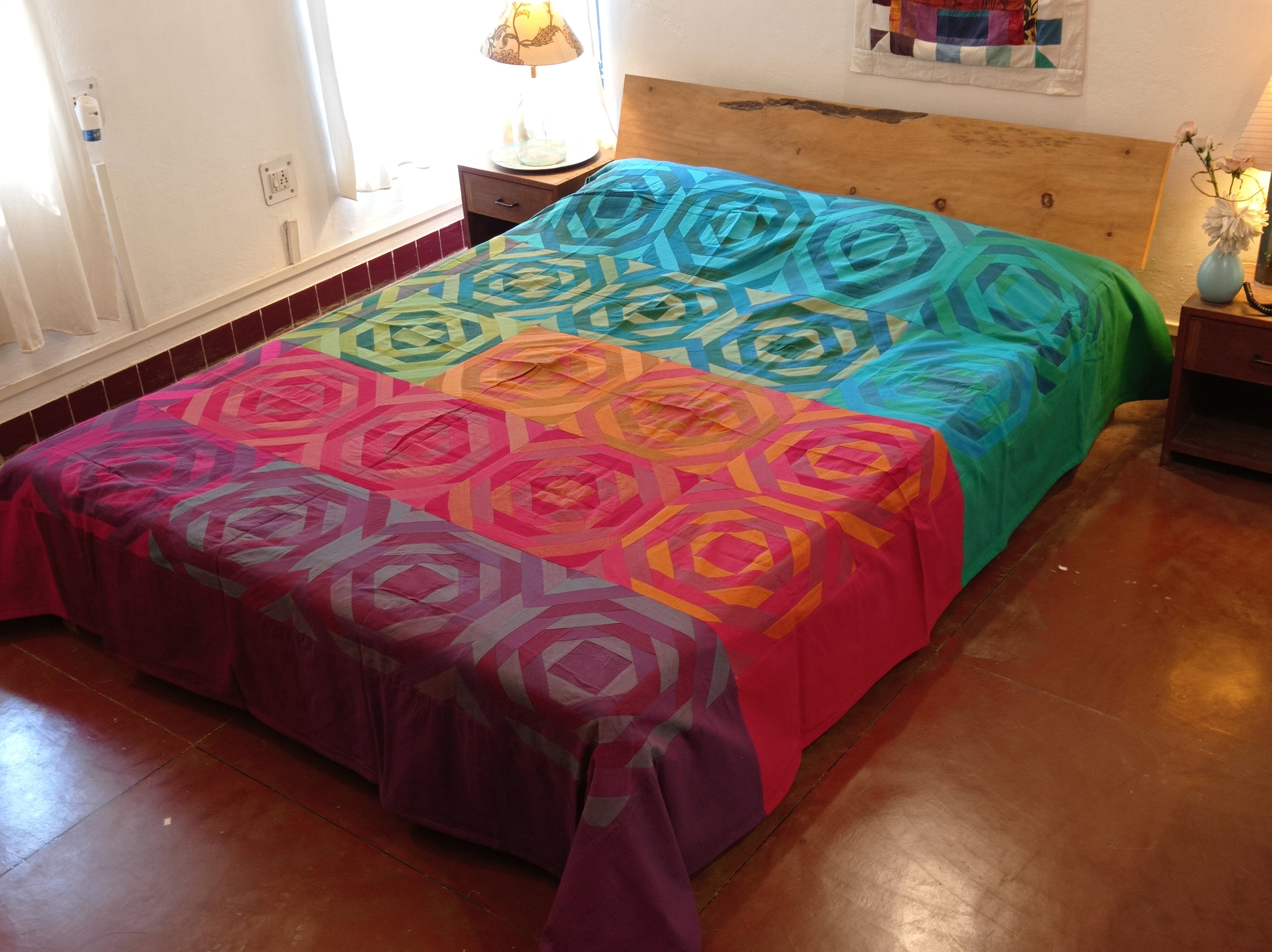 Rainbow Pineapple Patchwork Bedcover