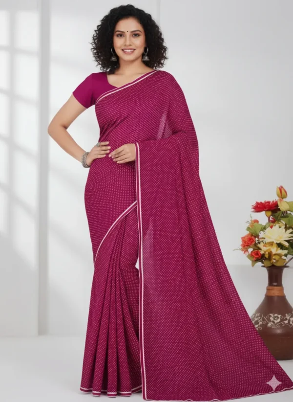 Red Rose Polka Dot Saree