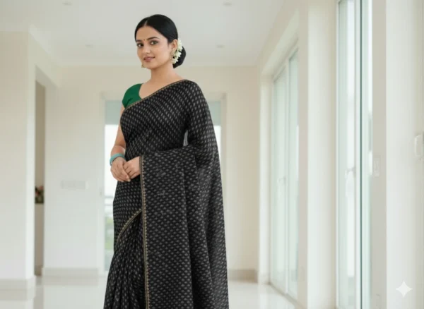 Midnight Ikat Elegance Saree