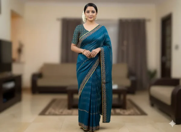 Usha Special Embellished Striped Saree