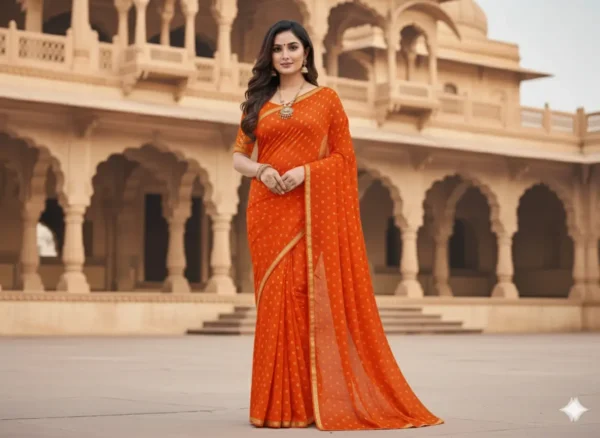 Terracotta Bandhani Glow Saree