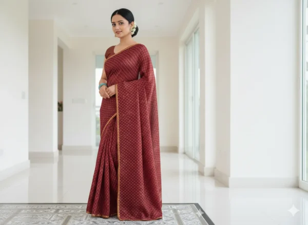 Maroon Ikat Serenity Saree