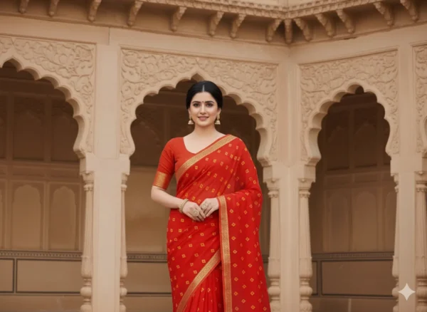 Crimson Bandhani Majesty Saree