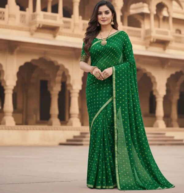 Emerald Bandhani Charm Saree