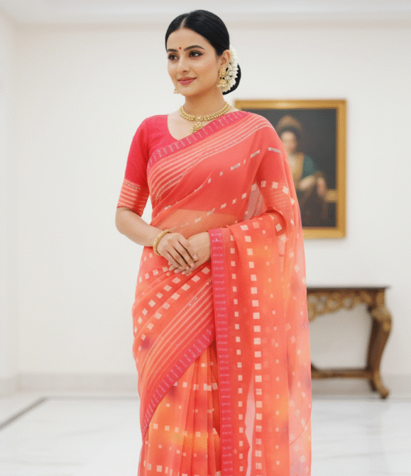 Coral Elegance Saree