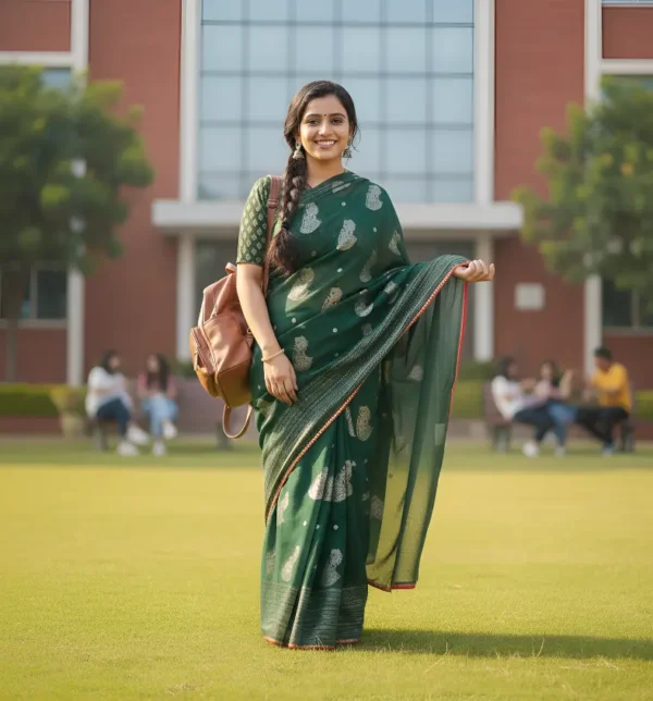 Emerald Elegance Saree