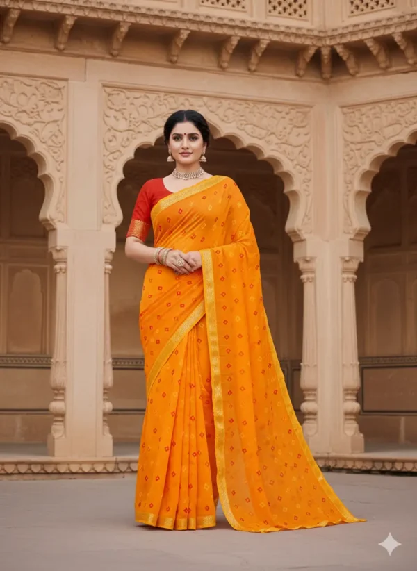 Saffron Bandhani Bliss Saree