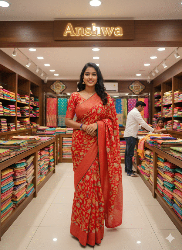 Red Floral Saree
