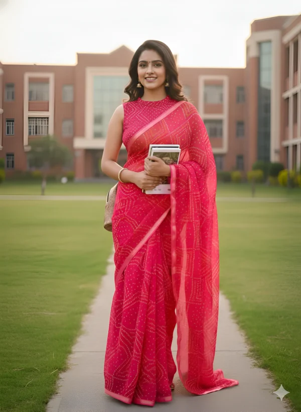 Pink Patterned Saree