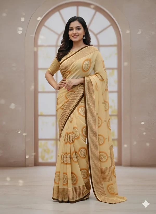 Beige Circular Saree