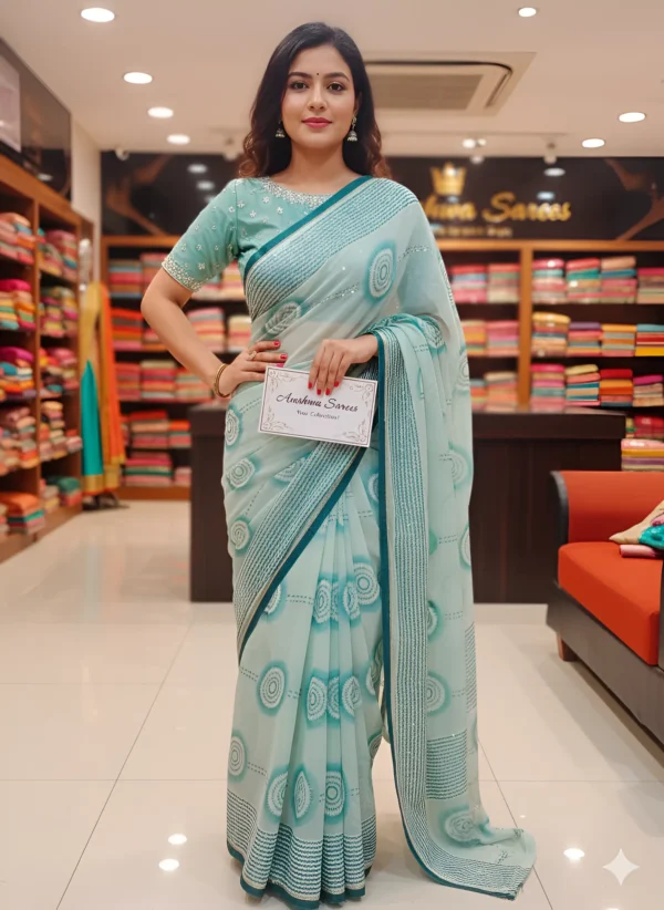Elegant Aqua Saree